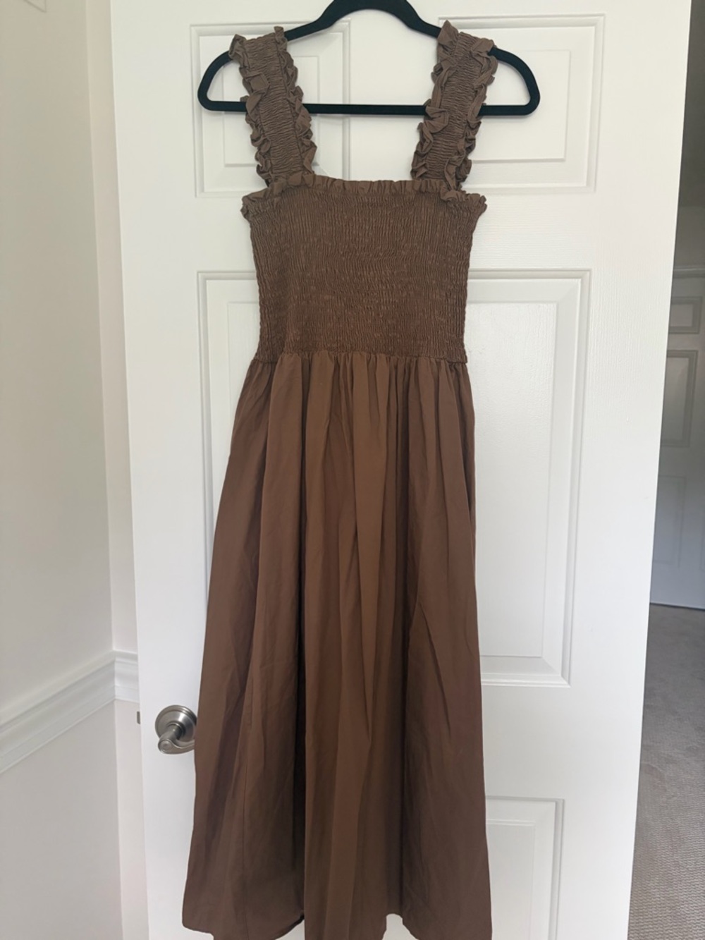 DISSH Brown Smocked Maxi Dress with Ruffle Straps size 14